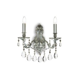 Gioconda 2 Light Indoor Candle Wall Light Silver with Crystals, E14