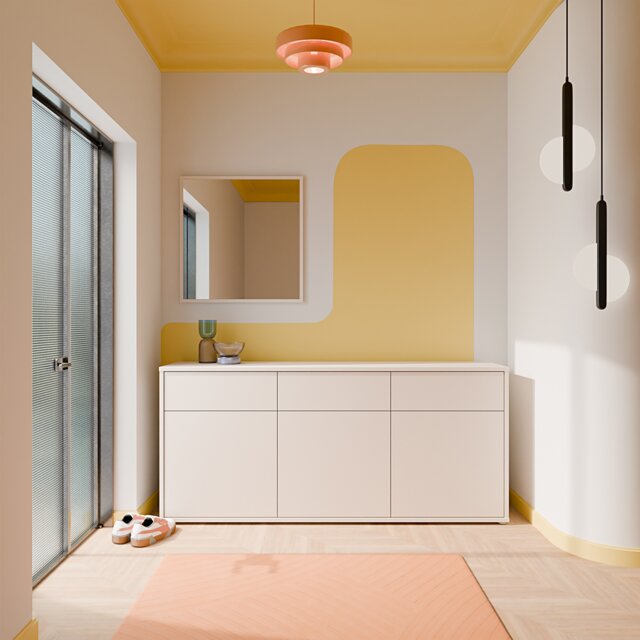 Alice Springs 3 Door 3 Drawer Sideboard with Push-to-Open Drawers in Sand