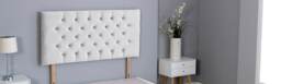 "White Plush Velvet Chesterfield Headboard White 5FT King 26""inch Headboard"