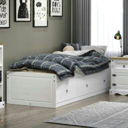 "Premium Corona Cabin Bed 3'0"" Single Bed - Solid Pine Bed Frame in Antique Wax, Grey, or White Finish White White Single 1"