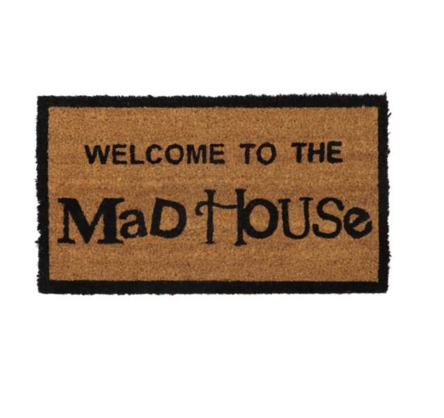 Welcome Mad House Coir Doormat Latex Backed Outdoor Mat 60cm 33.5cm
