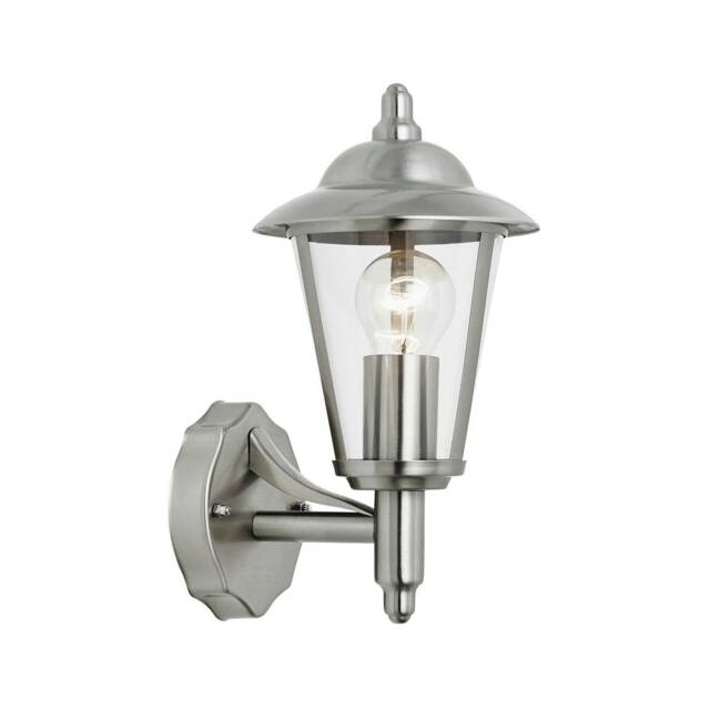 Klien 1 Light Outdoor Wall Lantern Polished Stainless Steel, Clear Polycarbonate IP44, E27