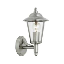Klien 1 Light Outdoor Wall Lantern Polished Stainless Steel, Clear Polycarbonate IP44, E27