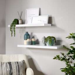 Floating Storage Shelf Wall Mounted Wooden CD DVD Book Shelves Home Living Room White