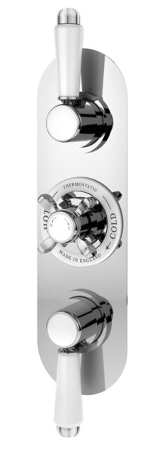 Balterley Traditional Concealed Triple Thermostatic Shower Valve with 2 Outlets - Chrome Finish by Balterley