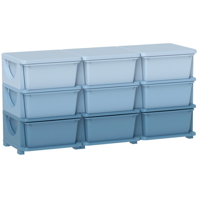 HOMCOM Kids Storage Units with Drawers 3 Tier Chest Dresser Tower Blue Blue Blue