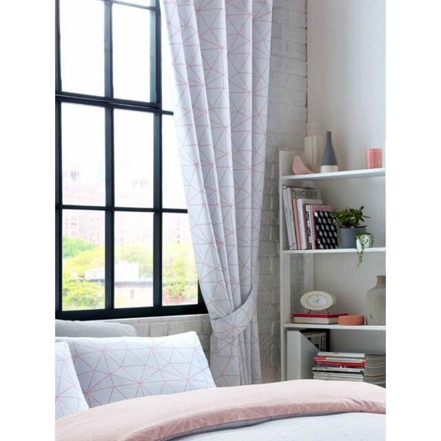 Bedding & Beyond Metro Geometric Curtains Pink Blush Pink/Grey 1