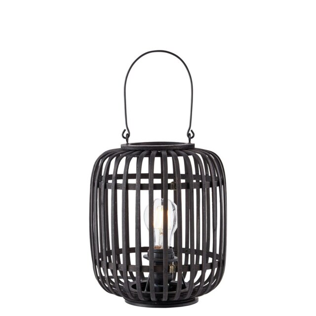 Mathias Complete Table Lamp, Dark Bamboo, Plywood With Matt Black Paint
