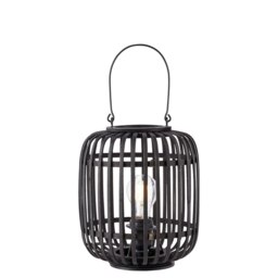 Mathias Complete Table Lamp, Dark Bamboo, Plywood With Matt Black Paint