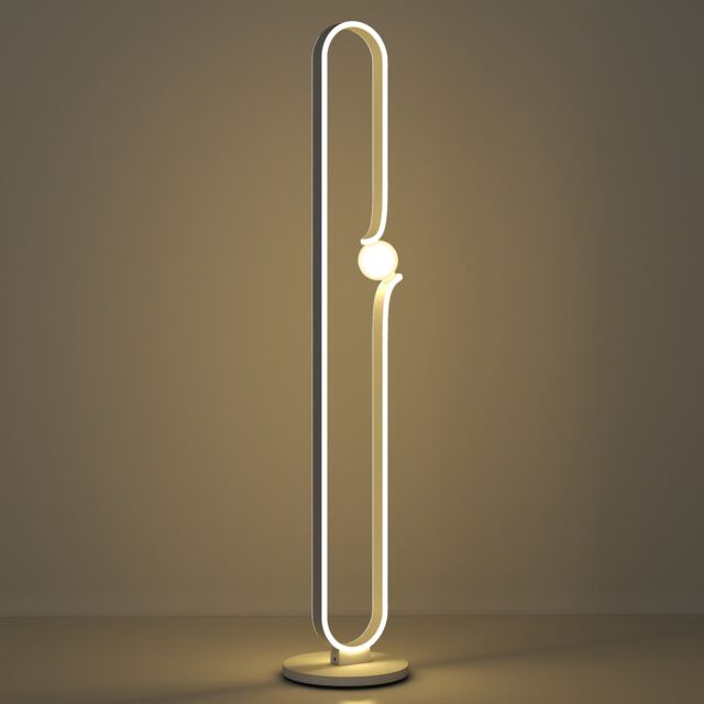 HOMCOM Dimmable LED Floor Lamp with Glass Night Light, Foot Switch, White White