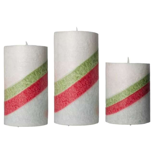 3-Pcs LED Flameless Battery Candles - Colorful Christmas Lamps