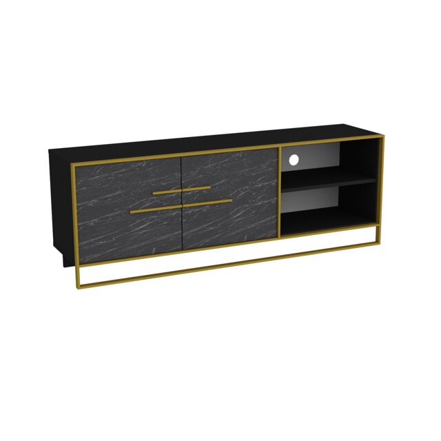 Decorotika Polka TV Unit for TVs up to 72 inches with Open Shelves and Cabinet