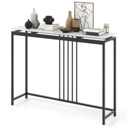 COSTWAY 120cm Console Table Faux Marble Sofa Side End Table White Black