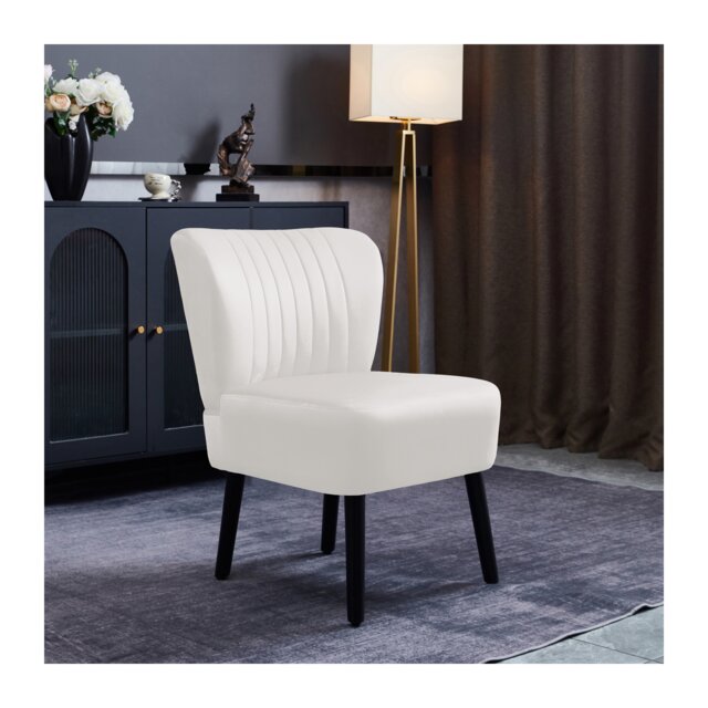 Groundlevel Crushed Velvet Shell Accent Chair Living Room Furniture Cream Cream