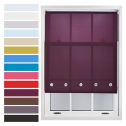 FURNISHED Roller Blinds with Chrome Round Eyelets and Metal Fittings Cut to Size Sheer Window Shade Purple Aubergine (W) 150cm x (L) 165cm