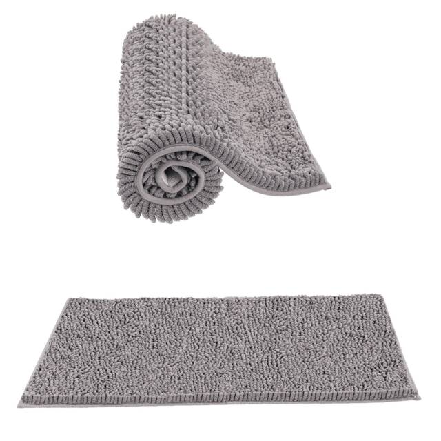 Non Slip Bath Mat Water Absorbent Shower Mats Machine Washable Bathroom Rug, Grey Grey
