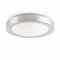 Logos 1 Light Small Round Bathroom Flush Ceiling Light Aluminium, White IP44, E27