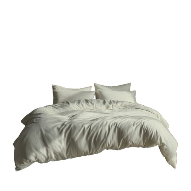 Plain Dyed Easy Care Polycotton Duvet Cover And Pillowcase/s Set Bed Linen Cream Cream King