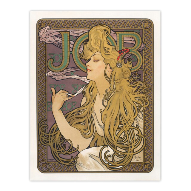 "Job Paper Vintage French Advert Art Nouveau Wall Art Print Mucha 12x16"""