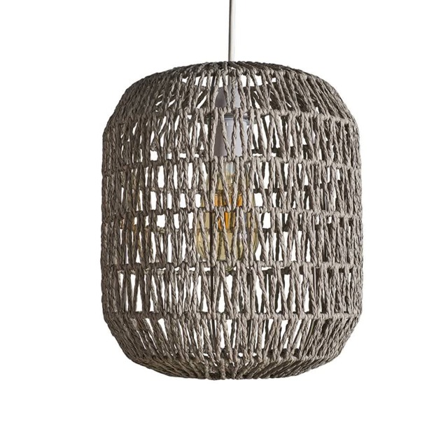 ValueLights Cabral Grey Rope Ceiling Pendant Light Shade and Bulb