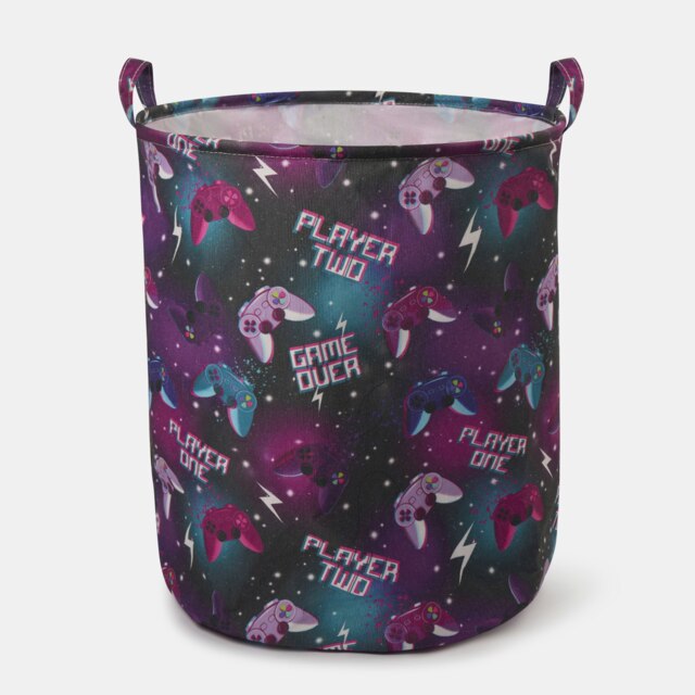 OHS Gaming Print Clothes Shoes Toy Laundry Pop Up Organiser Storage Basket Black
