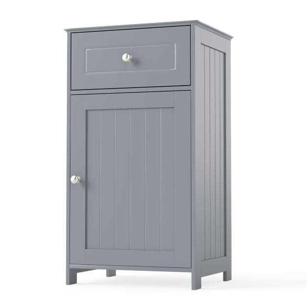 COSTWAY Bathroom Cabinet Floor Organizer with Single Door Grey 1