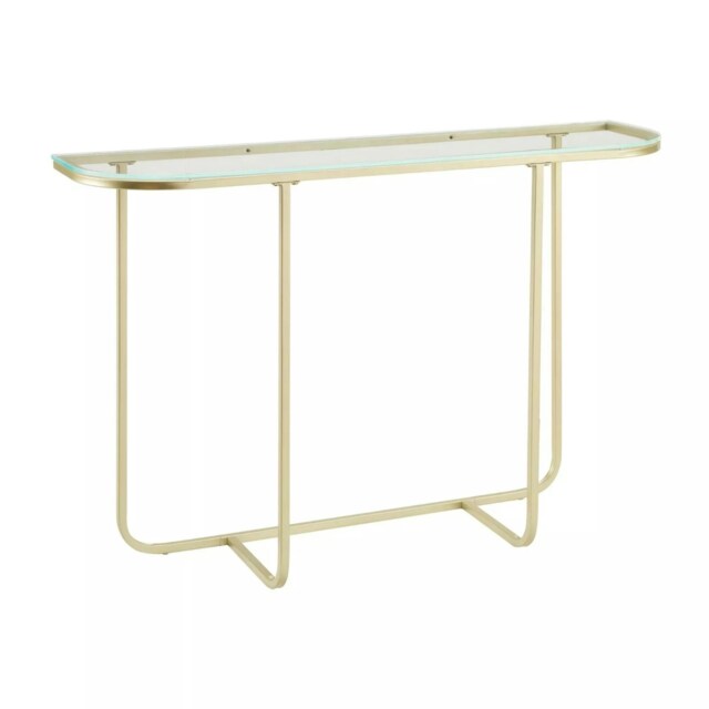 Gold Metal Hallway Console Table With Tempered Glass Gold Gold