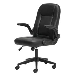 Ergonomic Office Computer Chair PU Leather Swivel Recliner with Flip-Up Armrests