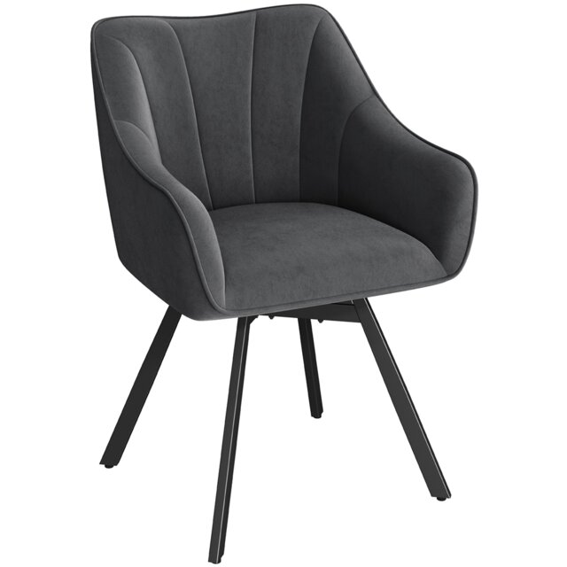 Yaheetech Swive Velvet Dining Chair with Backrest and Armrests Grey Dark Grey One Size