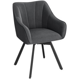 Yaheetech Swive Velvet Dining Chair with Backrest and Armrests Grey Dark Grey One Size