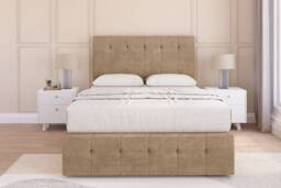 Sloomy Cambridge Mink Naples Divan Bed Base 4 Drawers With 54 Inch Floor Standing Headboard & 12 Inch Matching Footboard Brown Mink Super King 1