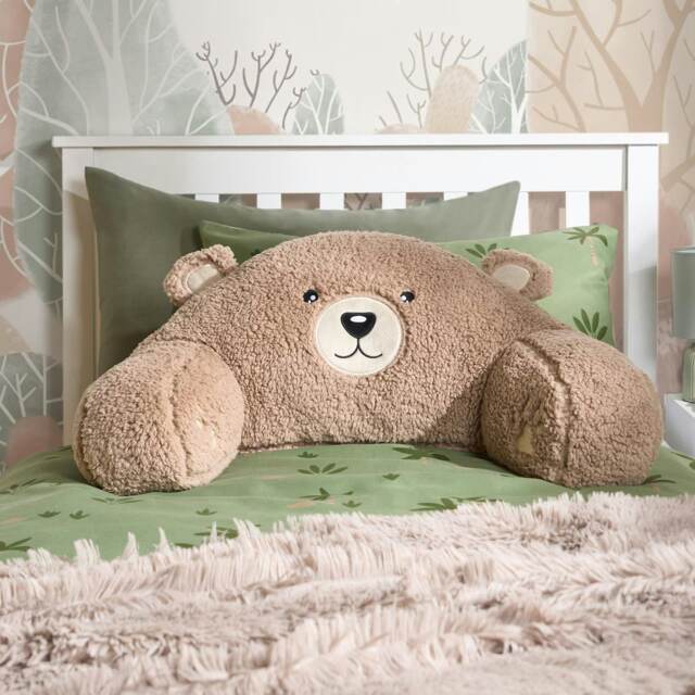 OHS Teddy Fleece Bear Character Soft Support Reading Bed Pillow Cuddle Cushion Brown 45 x 40 x 30cm 1