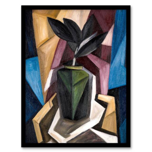 "Rubber Plant Abstract Painting Hartley Framed Wall Art Print 12X16"""