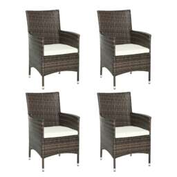 Outsunny 4 Pieces Outdoor Rattan Armchair Wicker Dining Chair Set Garden