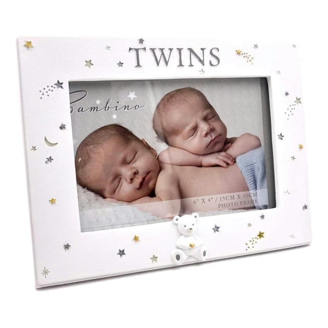Bambino Resin Photo Frame 6x4 - Twins CG1623 DE Multi One Size