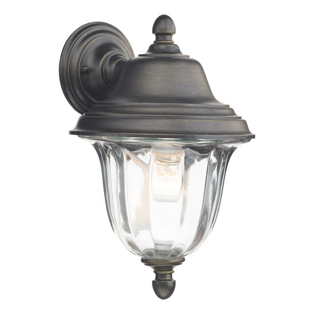 Aldgate Outdoor Wall Light Black/Gold Glass IP44
