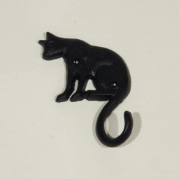 Homescapes Cast Iron Cat Coat Hook Black One Size