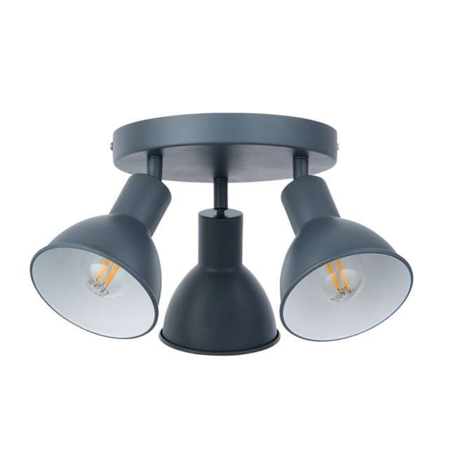Hawkins - Charcoal 3 Way Adjustable Round Ceiling Spotlight