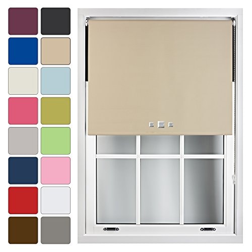FURNISHED Blackout Roller Blinds with Triple Square Eyelets Cut to Size Easy Fit Window Shade Brown Cappuccino (W) 210cm x (L) 210cm