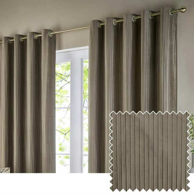Paoletti Corinthian Velvet Room Darkening Taupe Eyelet Curtains (W)117cm x (D)137cm cm Multi