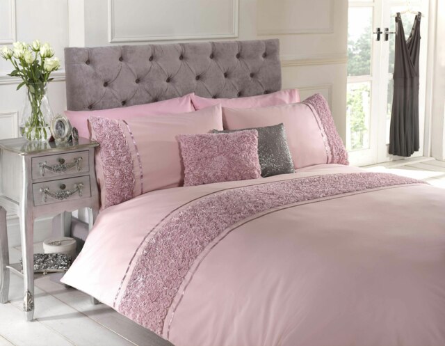 Limoges Polycotton Floral Duvet with Pillowcase Pink Super King 1