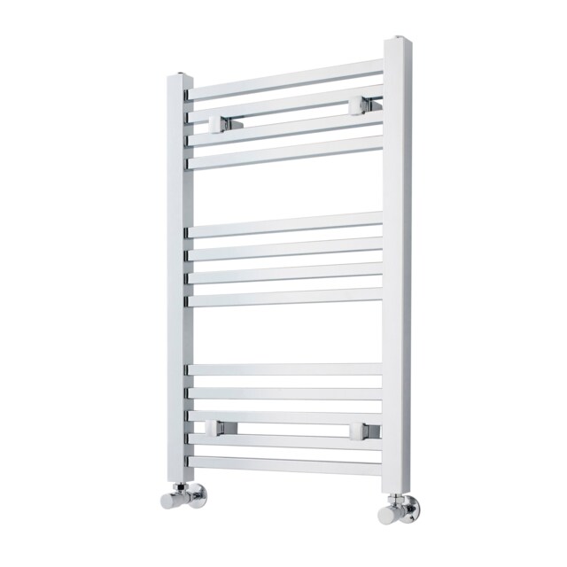 Balterley Contemporary Heated Vertical Towel Ladder Rail with Square Rails, 782 BTU Bathroom Radiator Silver Chrome 1