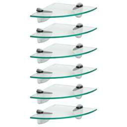 Harbour Housewares Floating Glass Corner Shelf - 20cm - Metallic Brackets - Bathroom Shower Storage Vanity Display Unit Shelf Silver Chrome 6