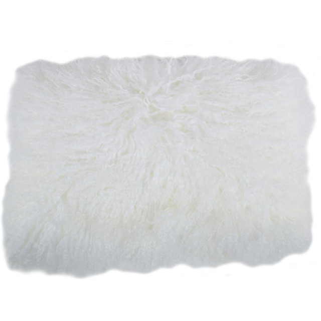 SNUGRUGS Mongolian Sheepskin Cushion - Rectangular - 30cm x 50cm White 30 x 50cm