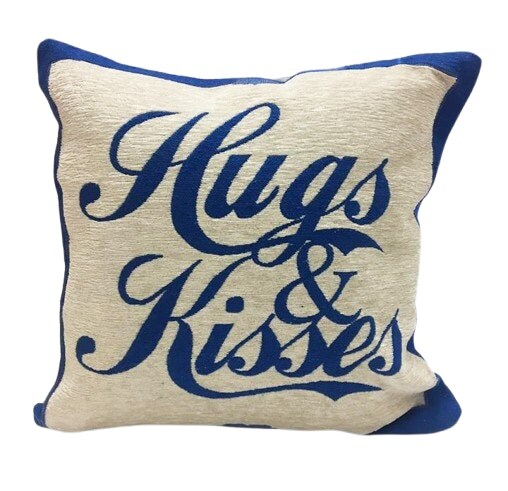 Hugs And Kisses Cushion Cover with Cusion Pads (45x45 cm) Blue 45 x 45 cm 1