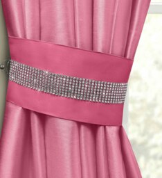 Intimates Manhattan Faux Silk Diamante Curtain Tieback Pair Pink Fuchsia