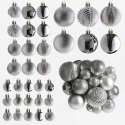 Christmas Tree Ornaments Baubles Set Silver Silver