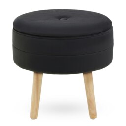 Orsina Stylish Black Velvet Stool, Durable Kitchen Bar Stool For Bedroom, Versatile Design Bar Stool For Guests