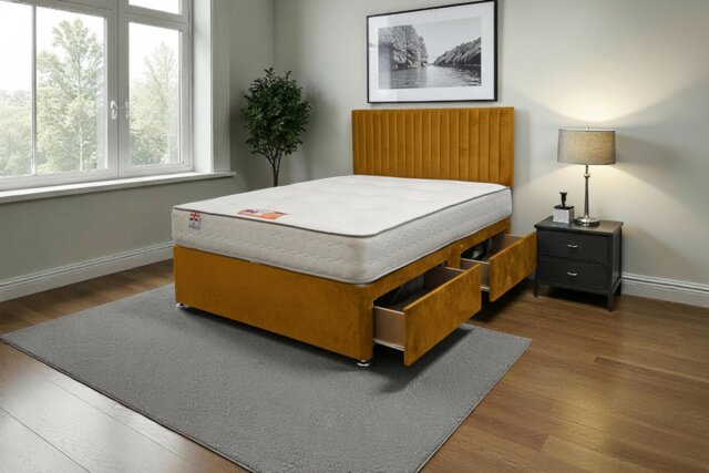"Emily Plush Bed Set With Mattress, 2 Drawers Same Side & 24""Headboard"