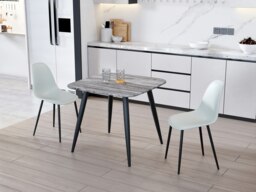 Aspen Grey Oak Effect 80cm Square Dining Table with 2 Moulded Curve Design Chairs - Compact Kitchen and Dining Set Grey Grey Oak Effect One Size 1